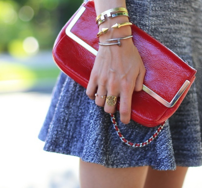 Red Clutch and Bracelets