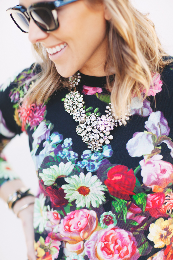 Floral Top with Necklace
