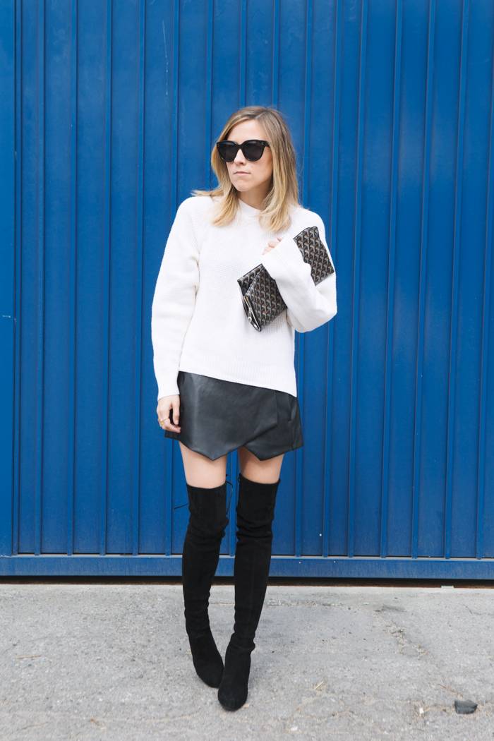 White Sweater Black Skirt